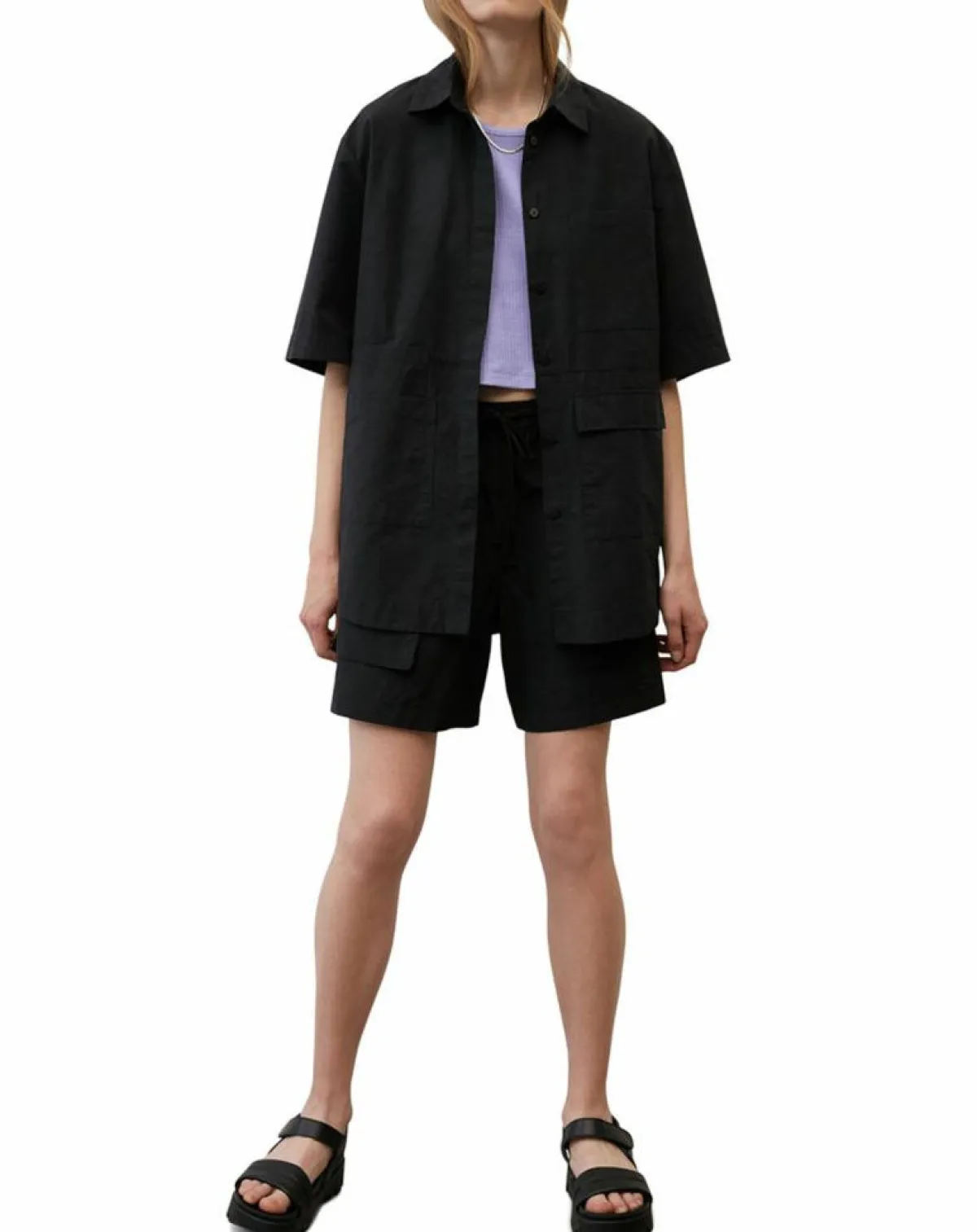 Marc O'Polo Chemises|Chemise manches larges poches noire