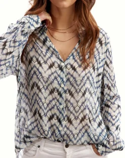 Lauren Vidal Chemises|Chemise Mia indigo/écru