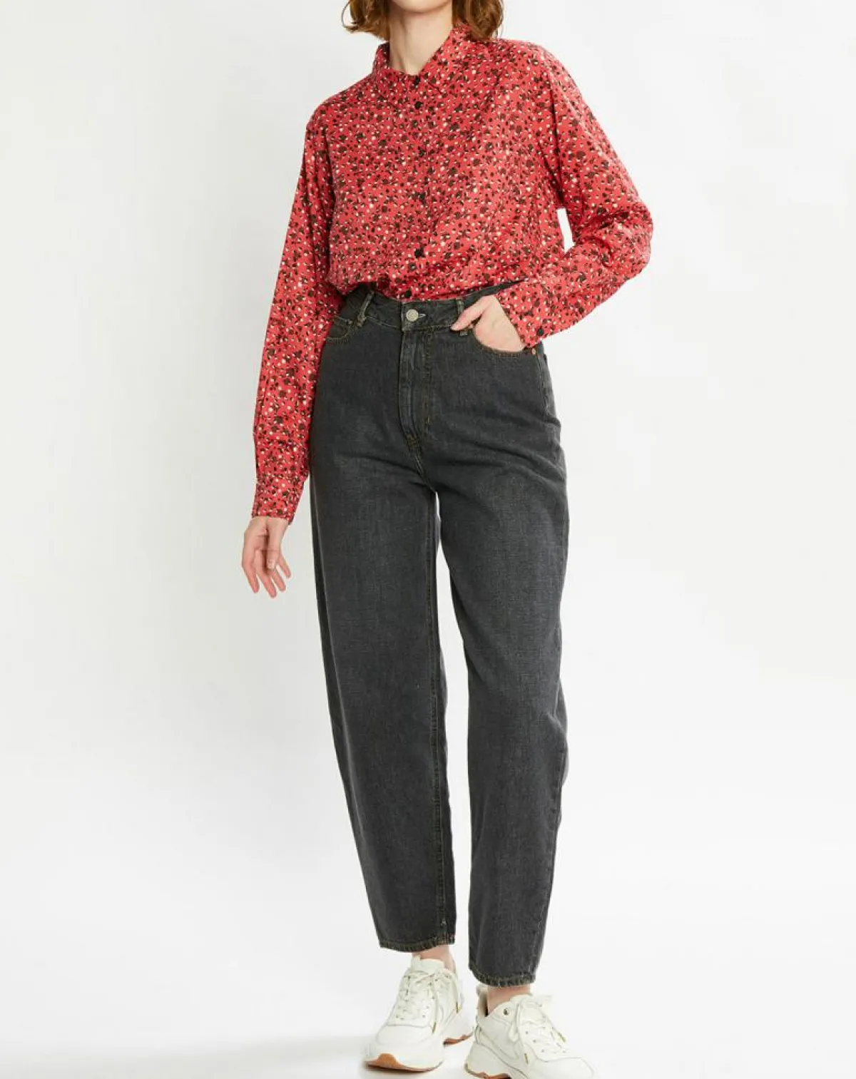 Scotch & Soda Chemises|Chemise Oversize en Coton Bio mélangé imprimée rouge