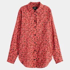 Scotch & Soda Chemises|Chemise Oversize en Coton Bio mélangé imprimée rouge
