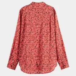 Scotch & Soda Chemises|Chemise Oversize en Coton Bio mélangé imprimée rouge