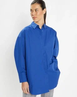 Galeries Lafayette Chemises|Chemise oversize en Coton Rodez bleu foncé