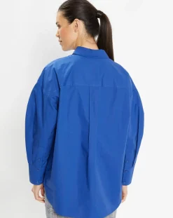 Galeries Lafayette Chemises|Chemise oversize en Coton Rodez bleu foncé