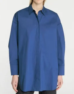 Galeries Lafayette Chemises|Chemise oversize en Coton Rodez bleu foncé