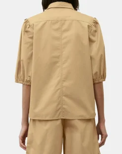 Marc O'Polo Chemises|Chemise paperbag pinces manches 3/4 beige