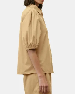Marc O'Polo Chemises|Chemise paperbag pinces manches 3/4 beige