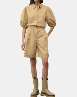 Marc O'Polo Chemises|Chemise paperbag pinces manches 3/4 beige