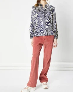 La Petite Etoile Chemises|Chemise satinée & imprimée Laora marine/beige