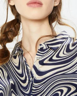 La Petite Etoile Chemises|Chemise satinée & imprimée Laora marine/beige