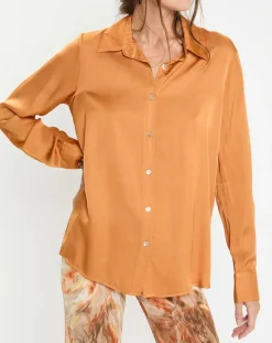 Lauren Vidal Tops Et Blouses|Chemise satinée Must cannelle