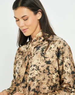 Lauren Vidal Chemises|Chemise satinée Store écorce dorée