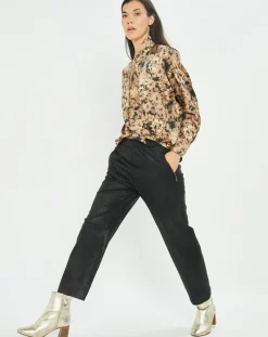 Lauren Vidal Chemises|Chemise satinée Store écorce dorée