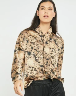 Lauren Vidal Chemises|Chemise satinée Store écorce dorée