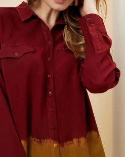 Idano Chemises|Chemise Teophane Bicolore bordeaux