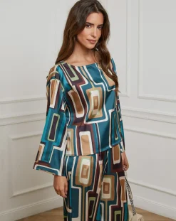 Alice & Charlotte Chemises|Chemisier Caroline bleu canard