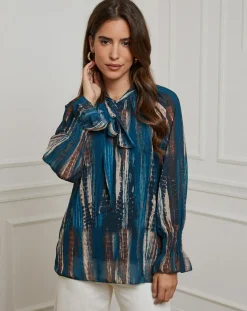 Alice & Charlotte Chemises|Chemisier Lola bleu pétrole