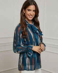 Alice & Charlotte Chemises|Chemisier Lola bleu pétrole