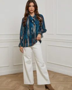 Alice & Charlotte Chemises|Chemisier Lola bleu pétrole