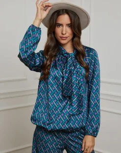 Alice & Charlotte Chemises|Chemisier Tycia pétrole