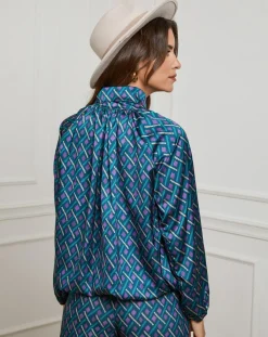 Alice & Charlotte Chemises|Chemisier Tycia pétrole