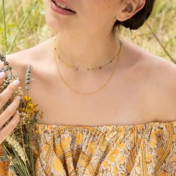 Moonstone Colliers|Collier Anna Agates multicolores en laiton doré