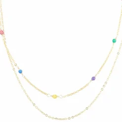 Moonstone Colliers|Collier Anna Agates multicolores en laiton doré