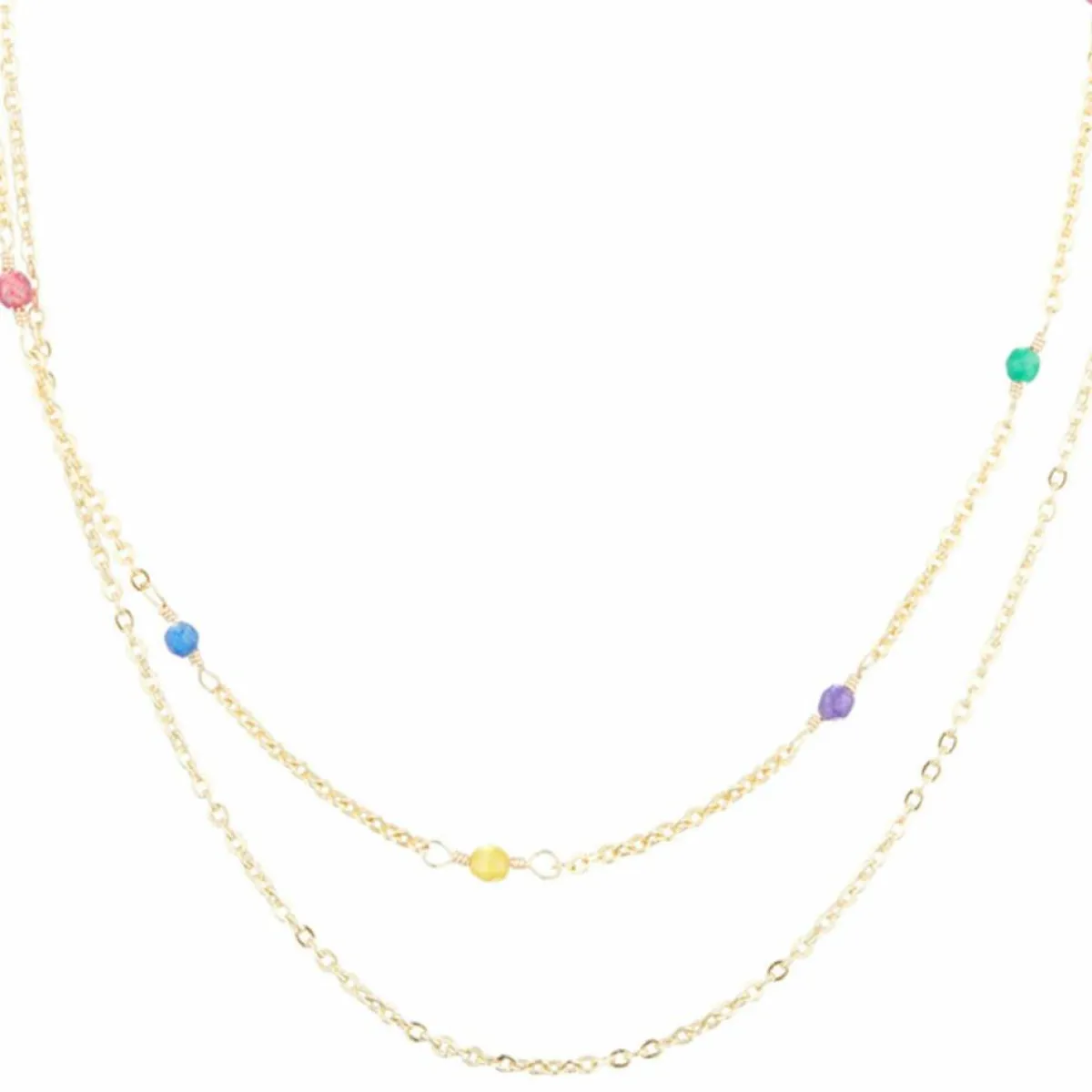 Moonstone Colliers|Collier Anna Agates multicolores en laiton doré