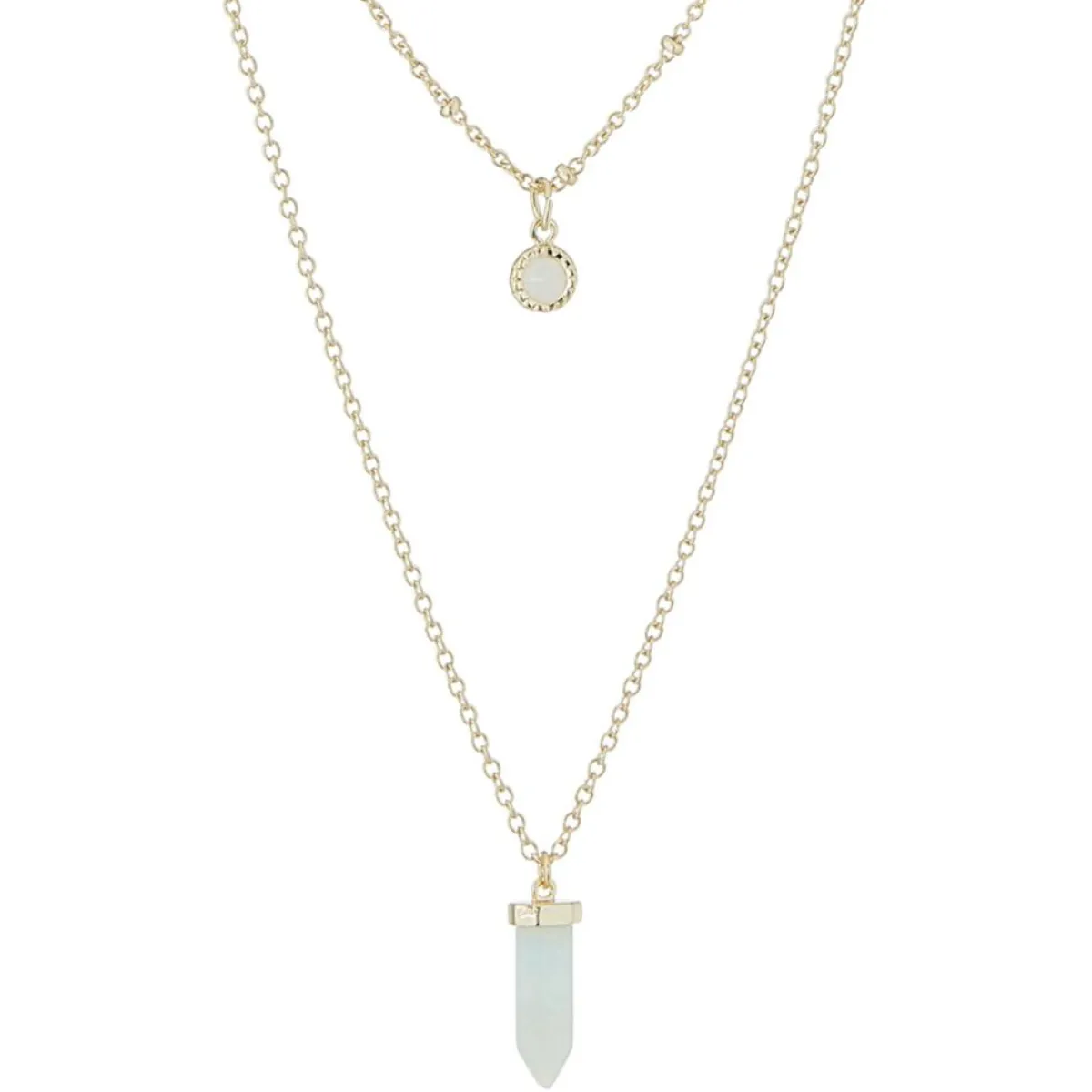 Moonstone Colliers|Collier Gloriana Agate & Amazonite en laiton doré