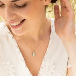 Moonstone Colliers|Collier Inés Quartz & Amazonite en laiton doré