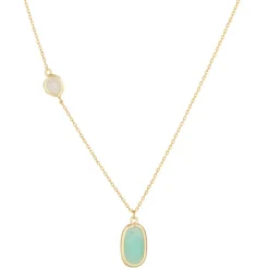 Moonstone Colliers|Collier Inés Quartz & Amazonite en laiton doré