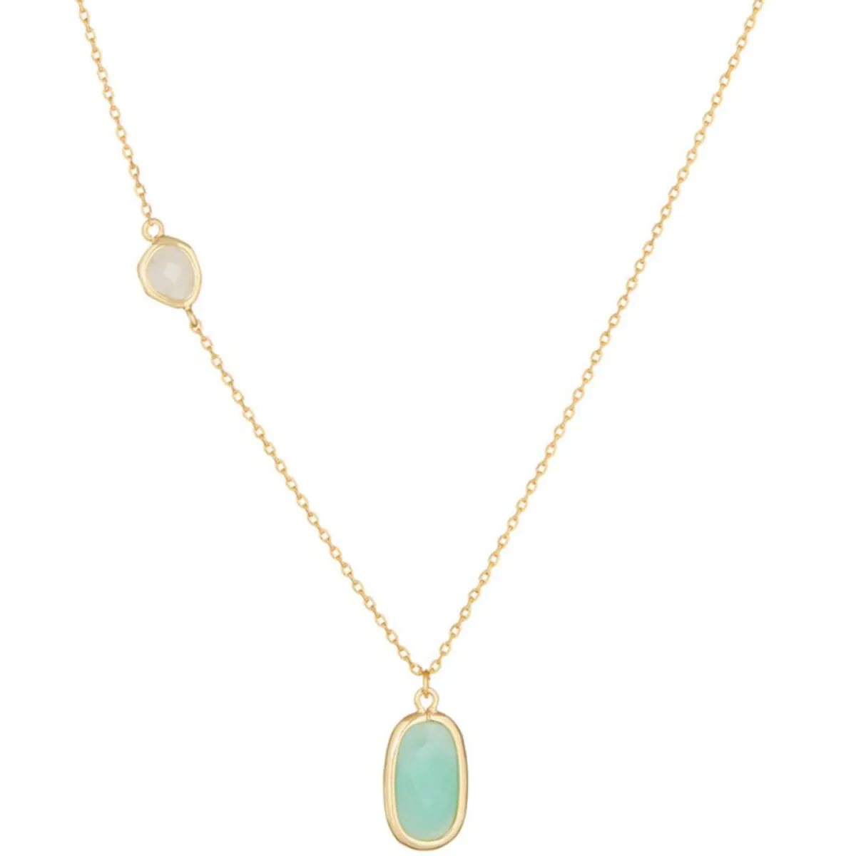 Moonstone Colliers|Collier Inés Quartz & Amazonite en laiton doré