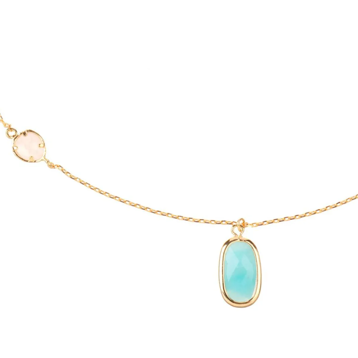 Moonstone Colliers|Collier Inés Quartz & Amazonite en laiton doré