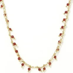 Moonstone Colliers|Collier Linn Agate rouge en laiton doré