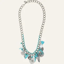 Reminiscence Colliers|Collier Positano multipierres argenté/turquoise