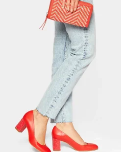 Mellow Yellow Porte-Monnaie Et Portefeuilles|Compagnon en Cuir et Raphia Fypurse rouge - 19.5x11 cm