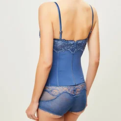 La Perla Lingerie, Nuit|Corset Amethyst en Soie mélangée denim