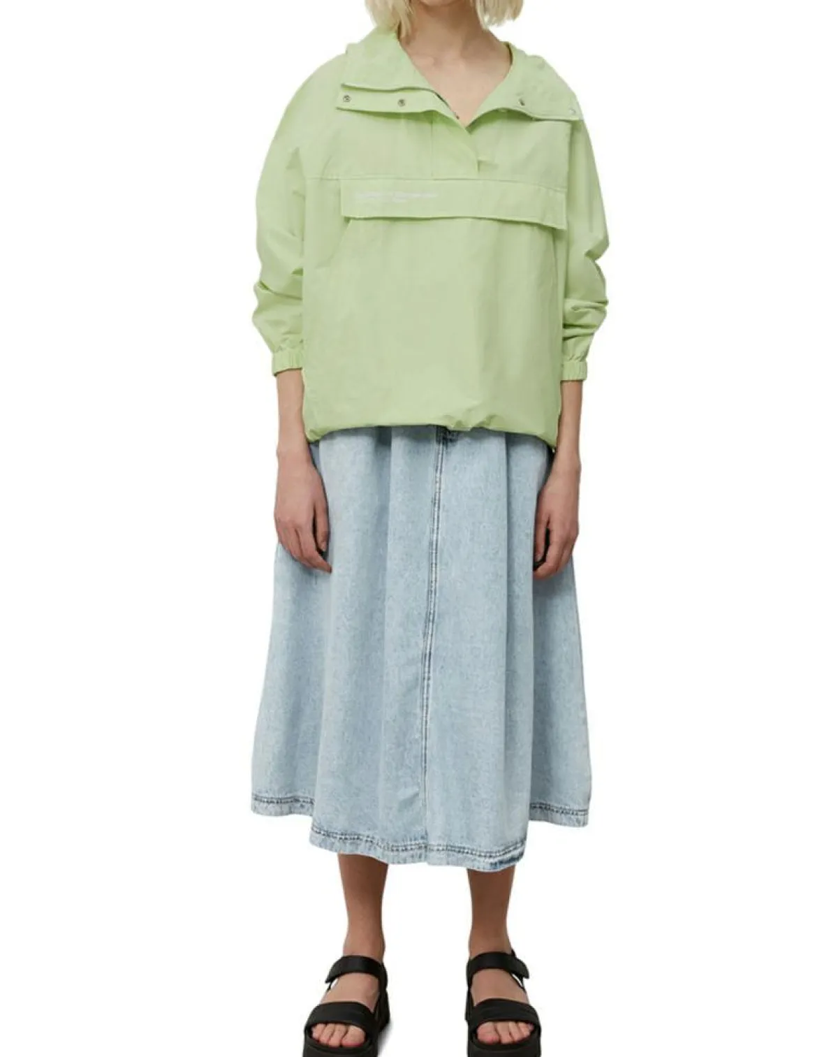 Marc O'Polo Vestes, Blousons|Coupe Vent à Capuche Grande Poche vert fluo