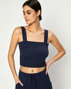 Huit Tops Et Blouses|Crop top Jeanne bleu marine