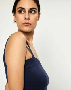 Huit Tops Et Blouses|Crop top Jeanne bleu marine