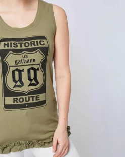 John Galliano T-Shirts|Débardeur à motif kaki/noir