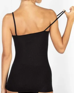 Mare Tops Et Blouses|Débardeur bord satin en Laine & Soie noir