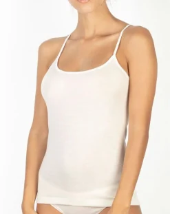 Mare Tops Et Blouses|Débardeur bord satin en Laine & Soie ivoire