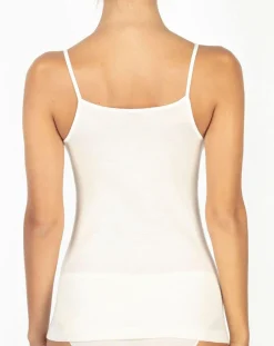 Mare Tops Et Blouses|Débardeur bord satin en Laine & Soie ivoire