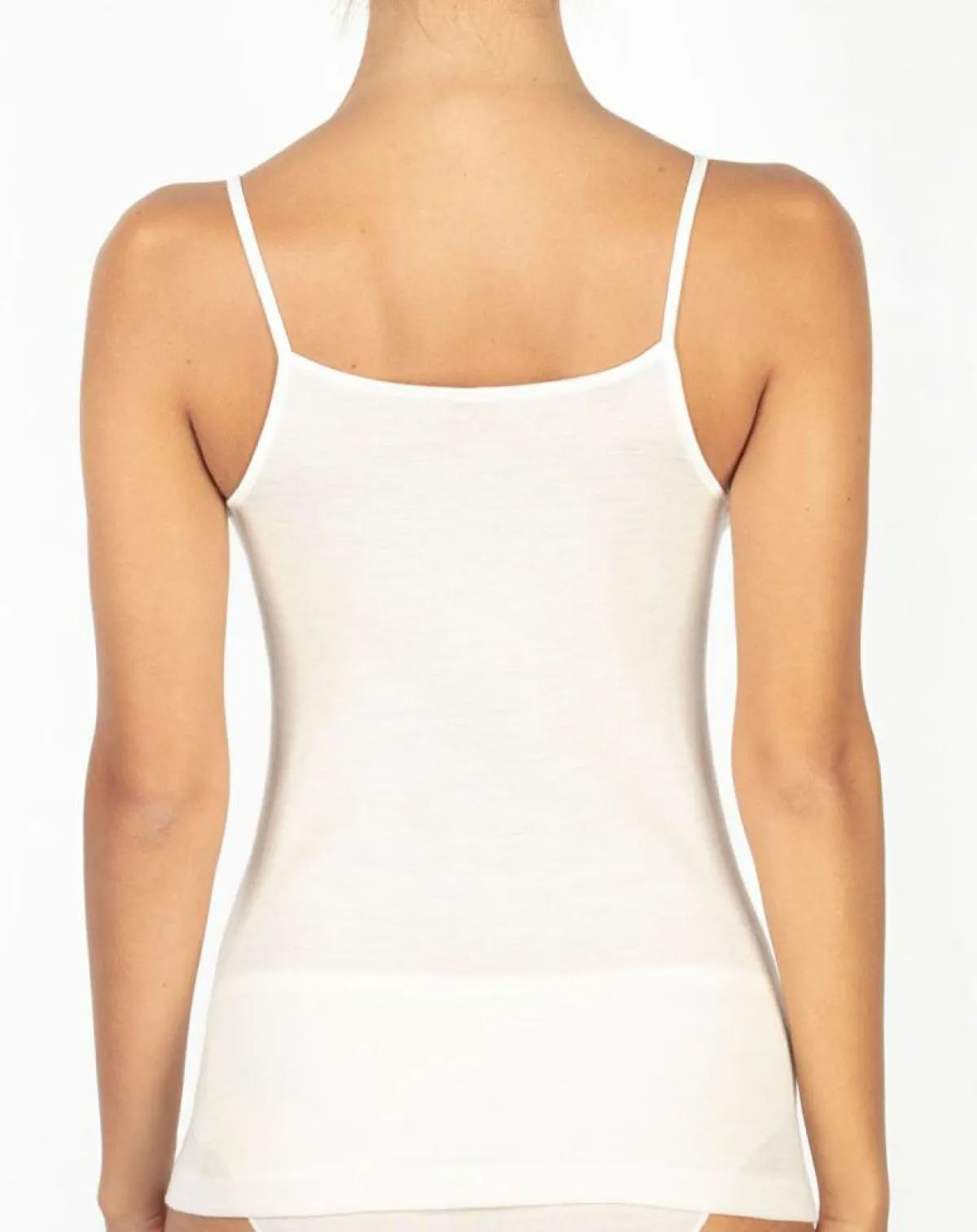 Mare Tops Et Blouses|Débardeur bord satin en Laine & Soie ivoire