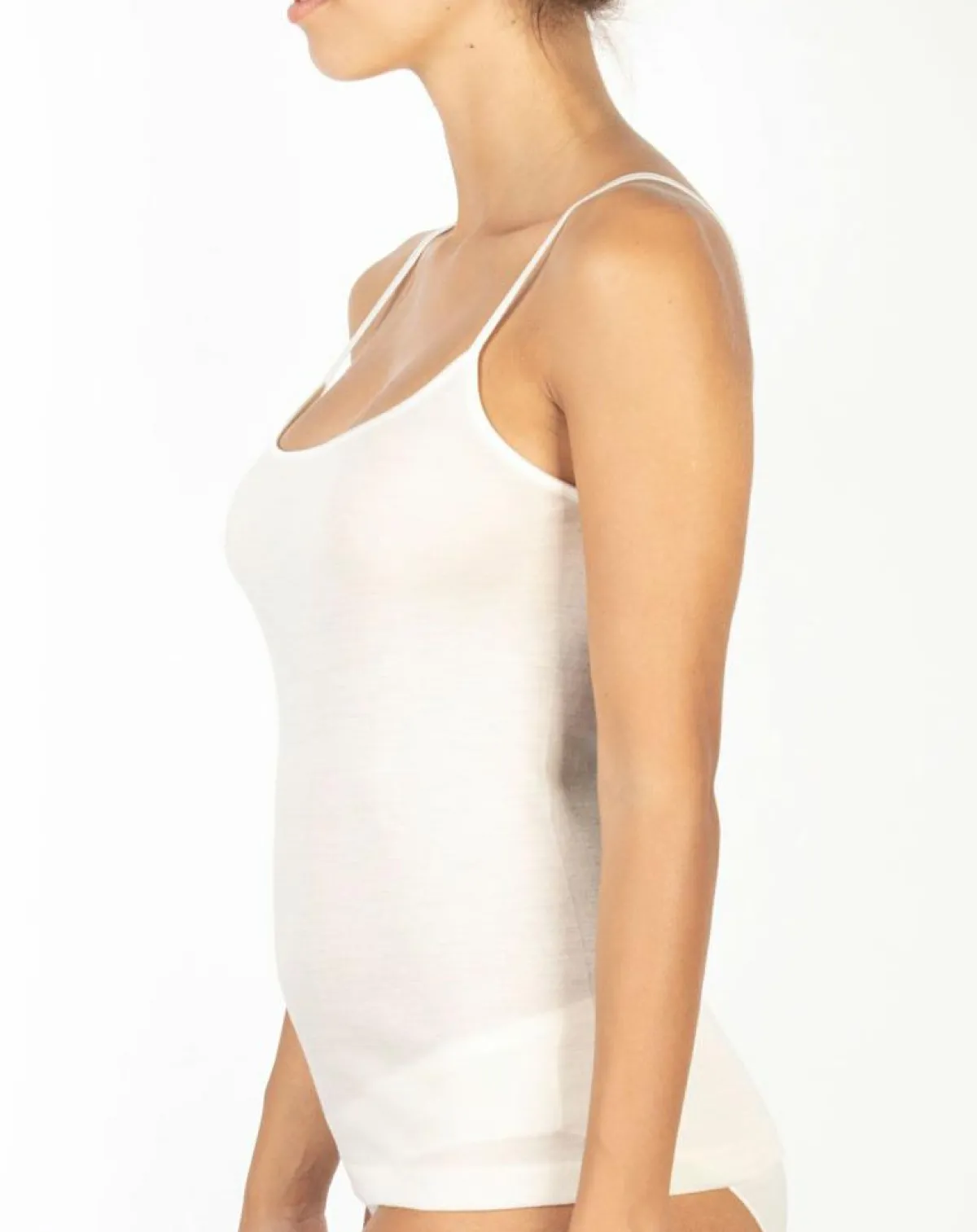 Mare Tops Et Blouses|Débardeur bord satin en Laine & Soie ivoire