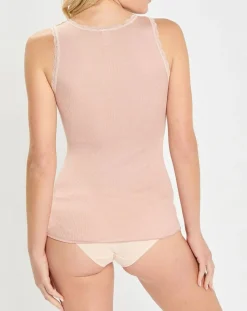 Mare Lingerie, Nuit|Débardeur bretelles larges contours dentelle rose