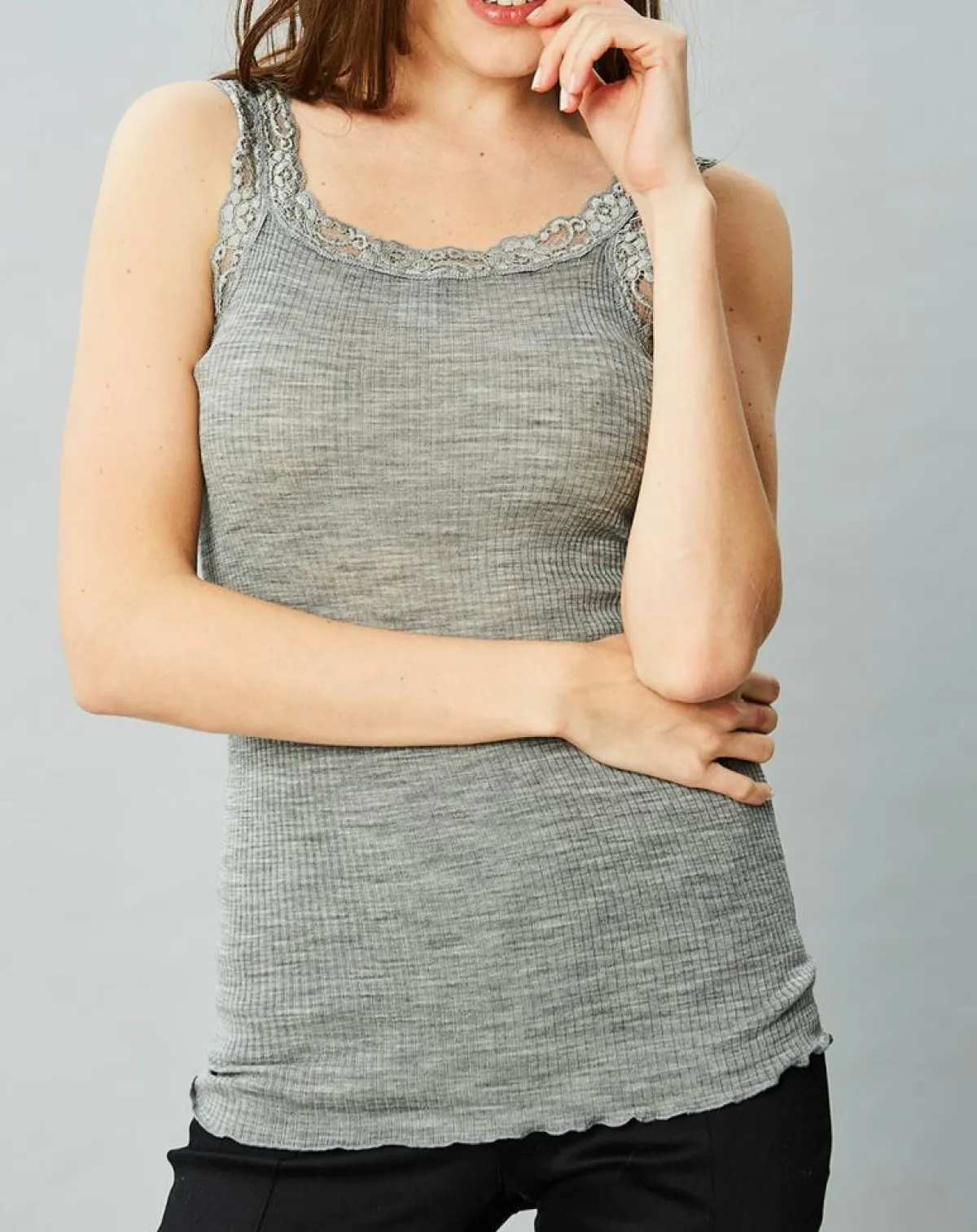 Mare Lingerie, Nuit|Débardeur Catherine en Laine & Soie gris