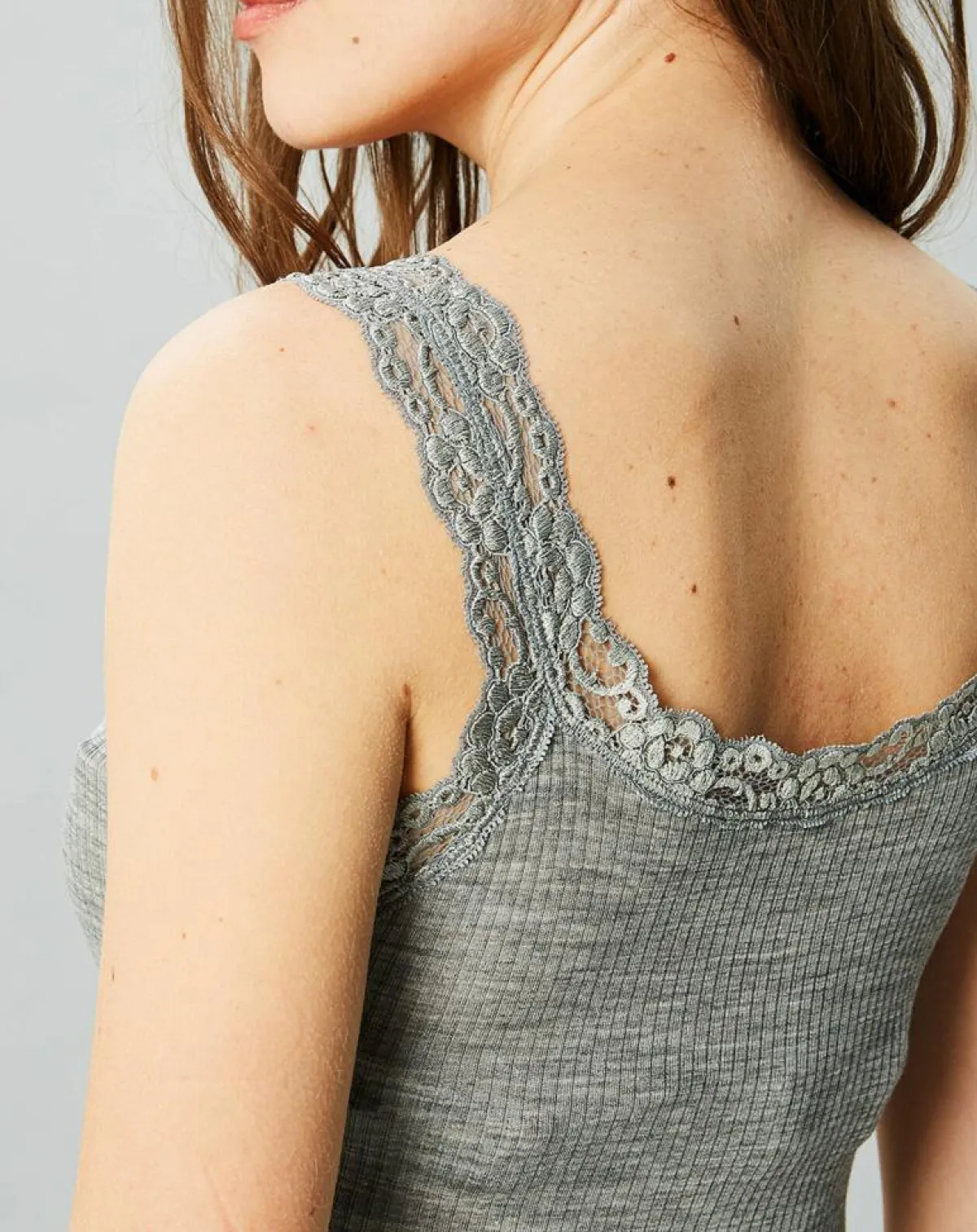 Mare Lingerie, Nuit|Débardeur Catherine en Laine & Soie gris