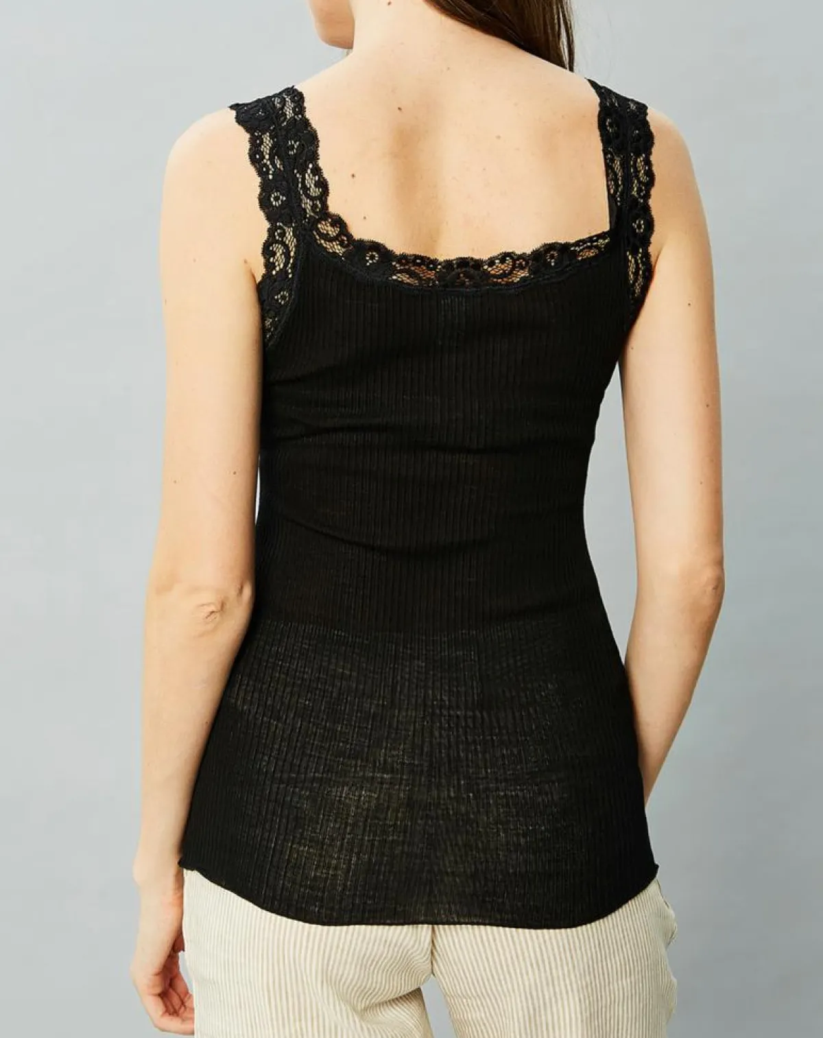 Mare Lingerie, Nuit|Débardeur Catherine en Laine & Soie noir