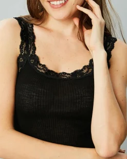 Mare Lingerie, Nuit|Débardeur Catherine en Laine & Soie noir